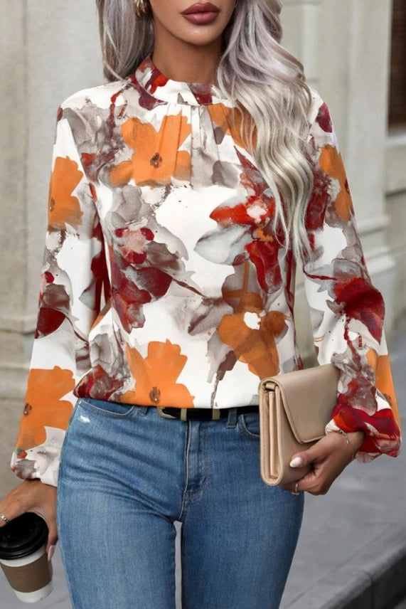 Autumn long sleeve printed crew neck top