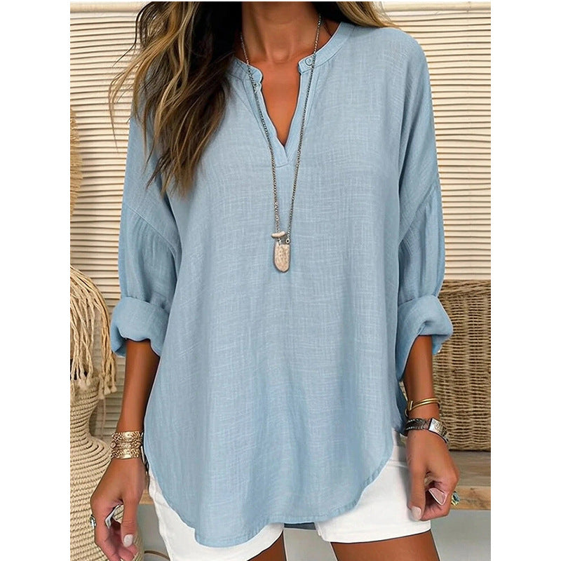 V Neck Linen Top
