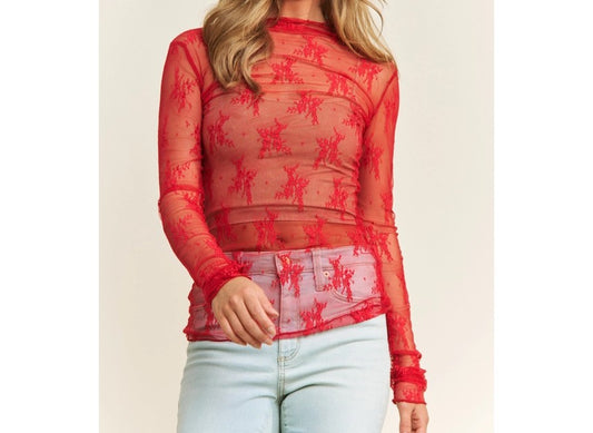 High Neck Mesh Lace Top