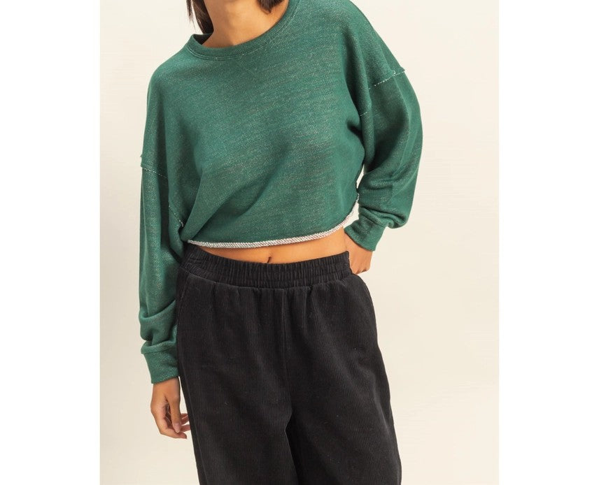 Drop Shoulder Cropped Tops