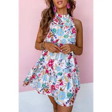 Floral mock neck dress