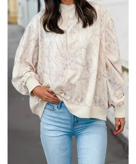 Abstrct Print Mock Neck Sweatshirt