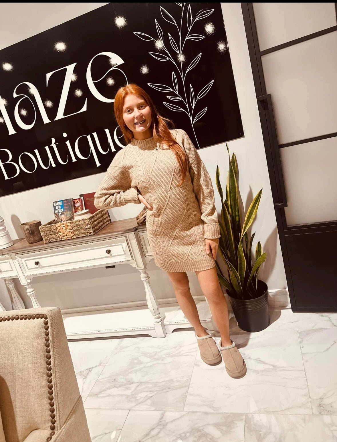 Cable Knit Sweater Dress