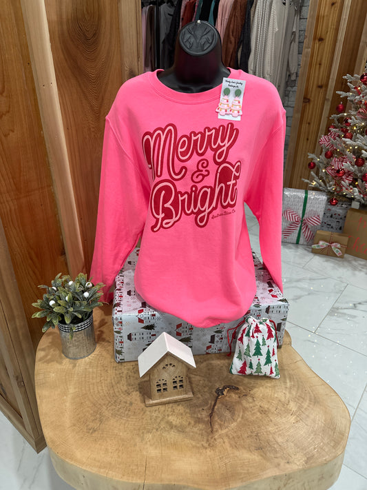 Hot Pink Merry & Bright Sweatshirt