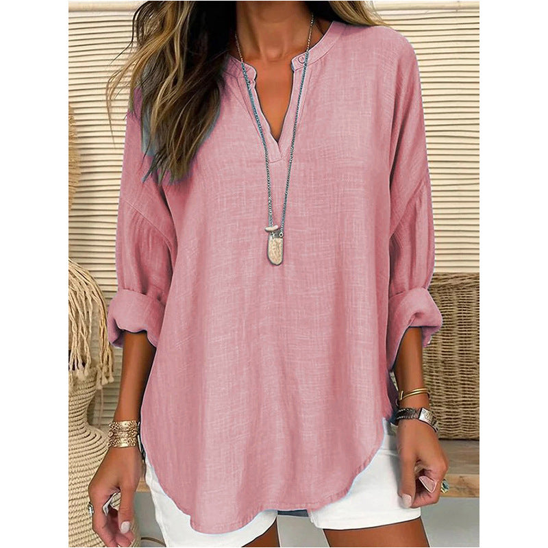 V Neck Linen Top