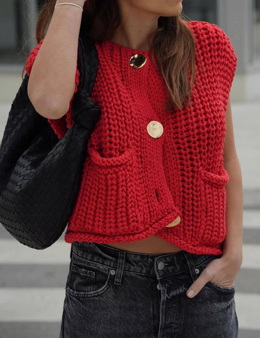 Ladies Solid Color Crew Neck Cropped Sweaters